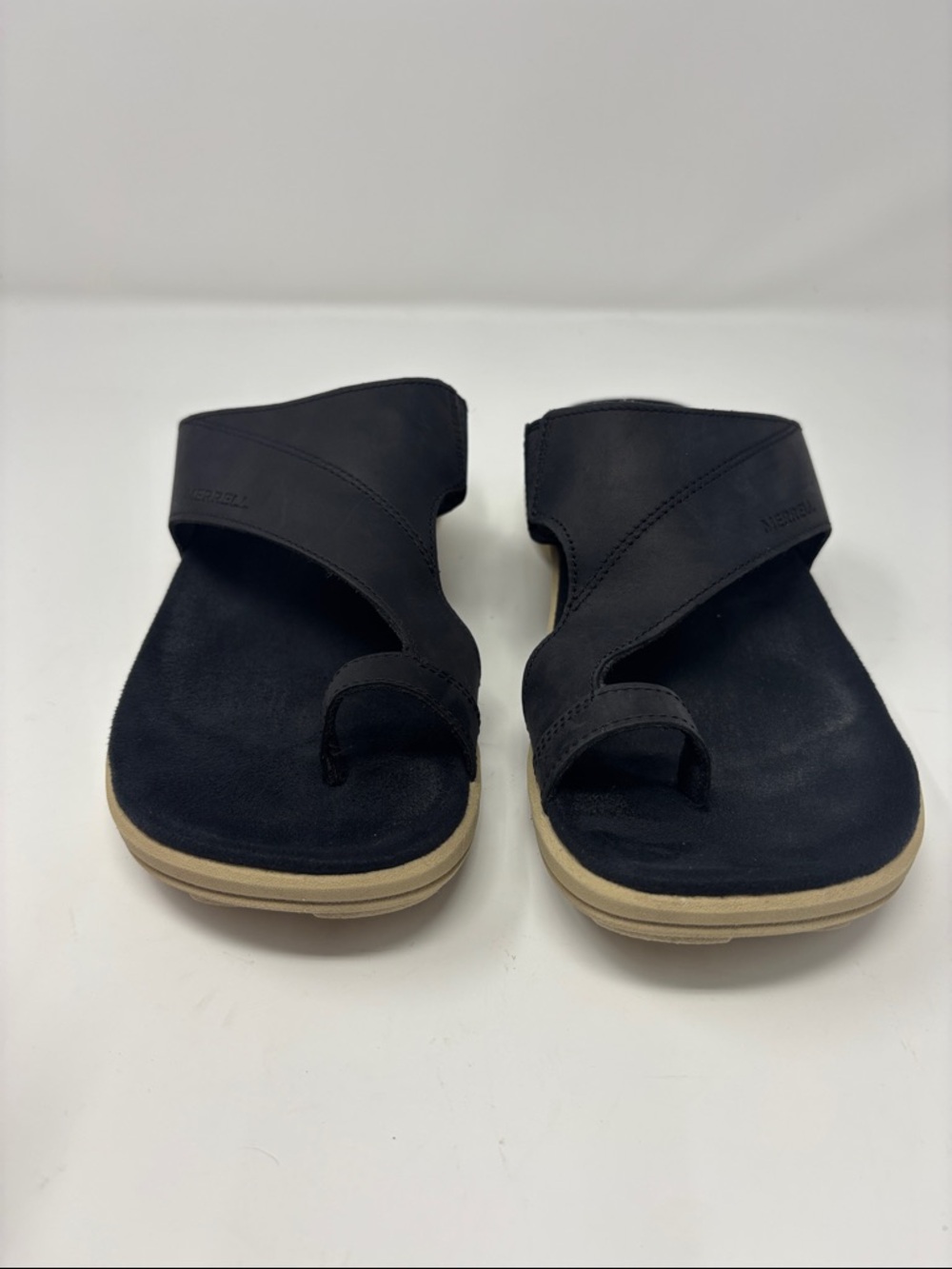 Merrell Black Slide Sandals with Tan Sole 7 - Picture 3 of 8